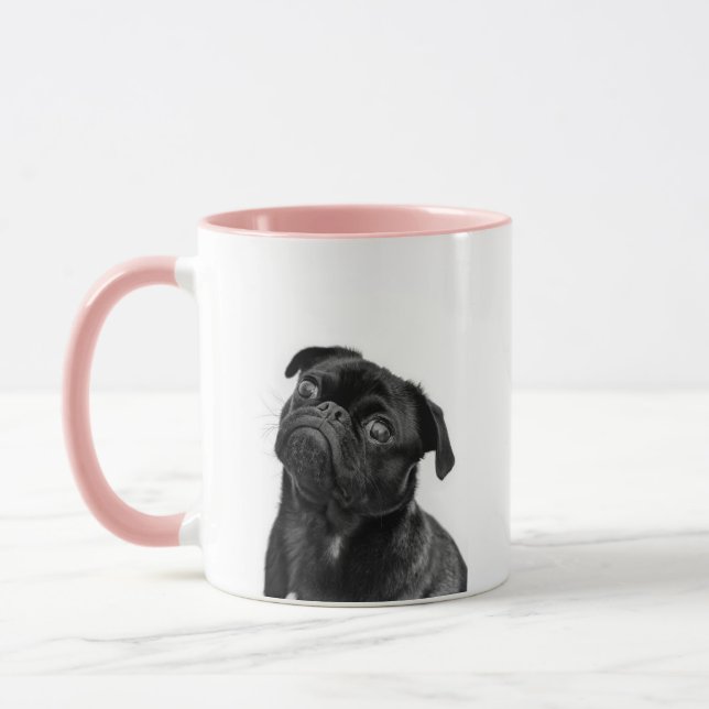 Tasse combinée de rose mignon noir de carlin (Gauche)