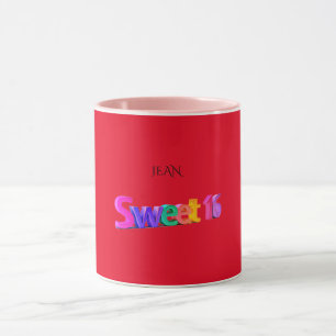 Tasse combinée du bonbon 16/coutume name.red/pink.