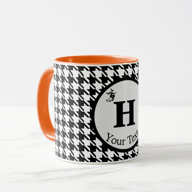 Tasse Combinée Monogramme Houndstooth Halloween 11 (Devant gauche)