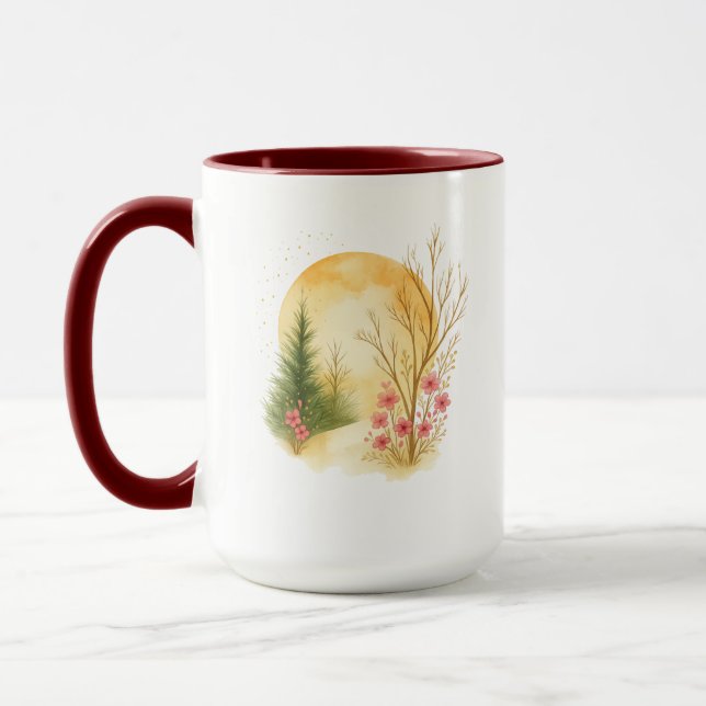 Tasse Combo Art Floral Hiver Lune Dorée (Gauche)