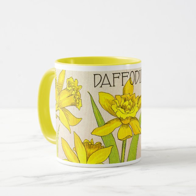 Tasse combo au design de la jonquille jaune !  (Devant gauche)