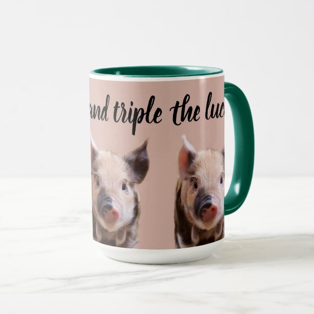 Tasse Combo Bonne Chance Cochons (Devant droit)