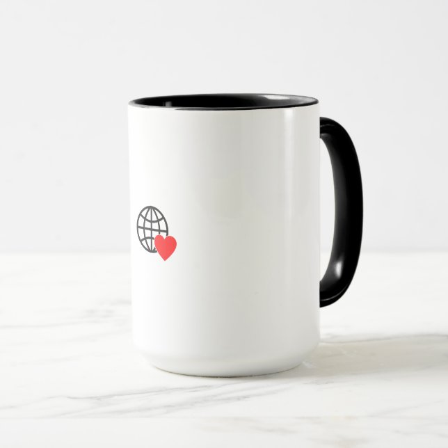Tasse Combo | Cœur Globe | Tasse Cadeau Élégant (Devant droit)