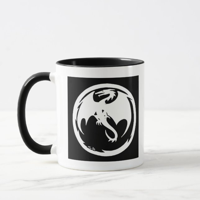 Tasse combo Dragon Blanc noir (Gauche)