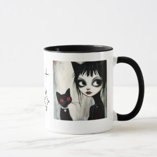 Tasse Combo Fille Gothique et Chat Noir