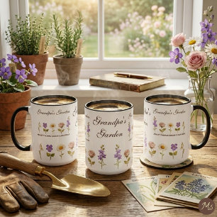 Tasse Combo Fleurs de Naissance & Noms de Grand-pè