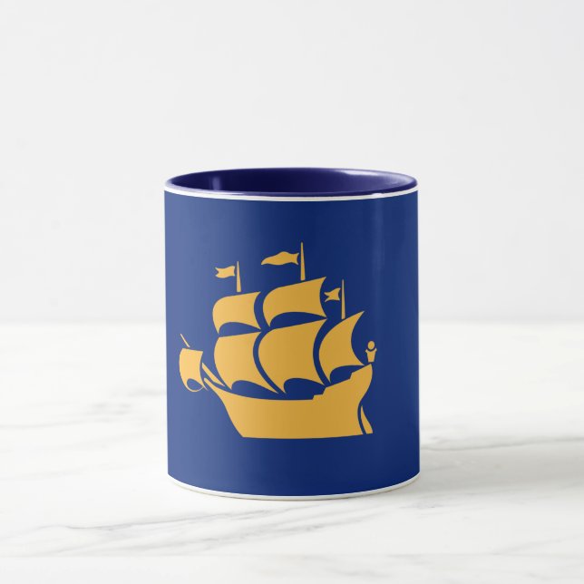 Tasse combo noire avec drapeau de la ville de Québ (Centre)
