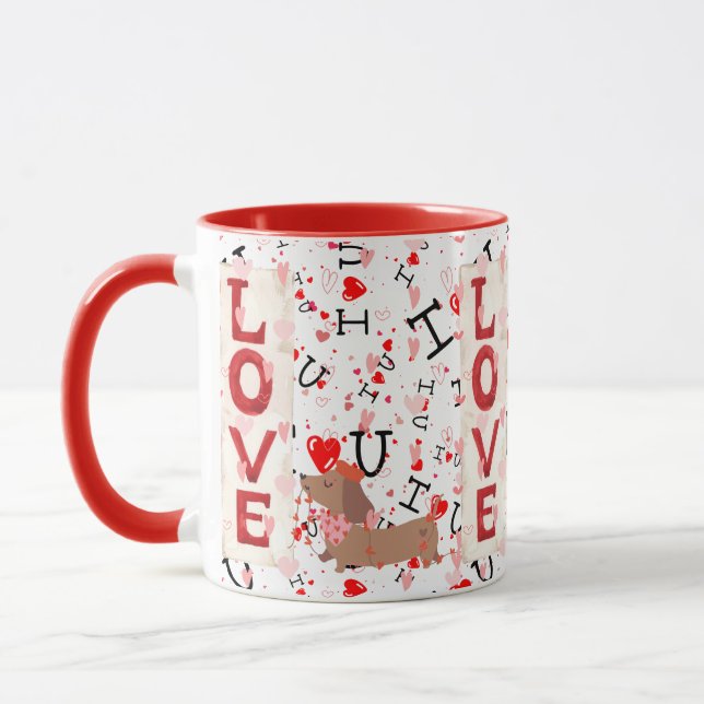 Tasse Combo Rouge Design Amour Saint-Valentin Chie (Gauche)