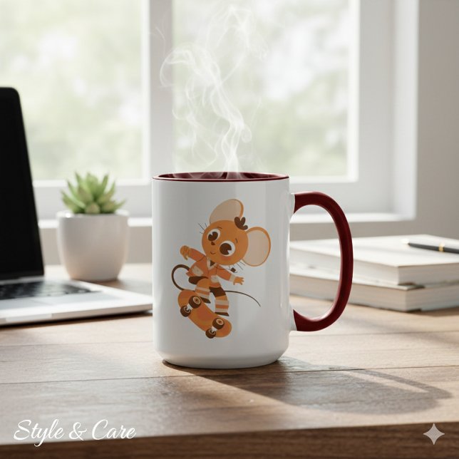 Tasse Combo Souris de Skateboard Amusant pour le Q (Playful Skateboarding Mouse Combo Mug for Daily Fun)