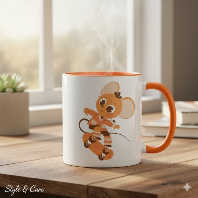 Tasse Combo Souris de Skateboard - Audacieuse et L (Skateboarding Mouse Combo Mug - Bold & Playful)