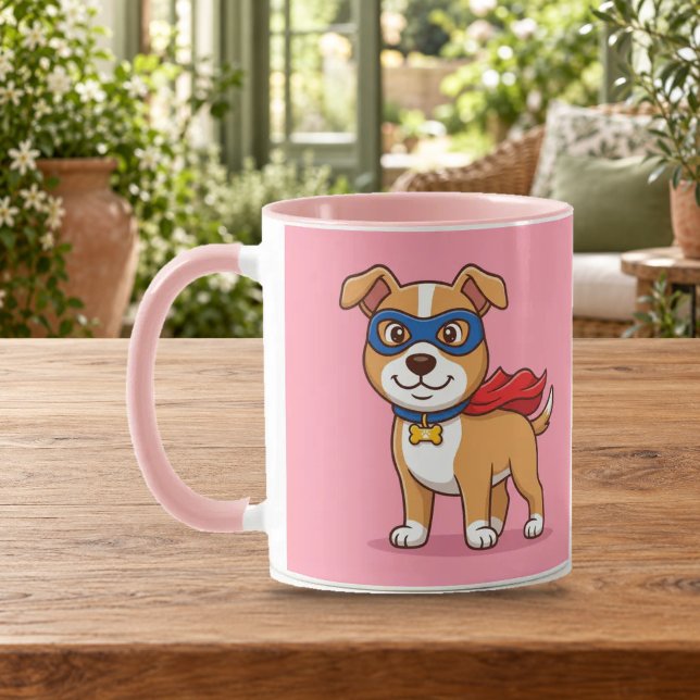 Tasse Combo Super Chien Héros Rose (Créateur téléchargé)