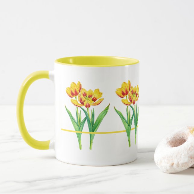 Tasse Combo Tulipes Rouges et Jaunes (Avec donut)