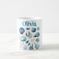 Tasse Coquillages Bleus | Nom personnalisé