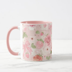 Tasse Cottage core + Coquette Fleurs et Fraises