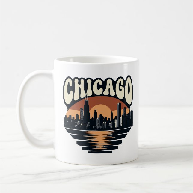 Tasse Coucher de soleil Rétro Chicago | Art de la  (Gauche)