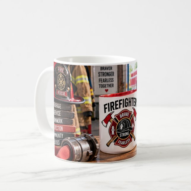 Tasse courageux pompier fort (Devant gauche)