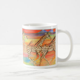 Tasse courante de girafes