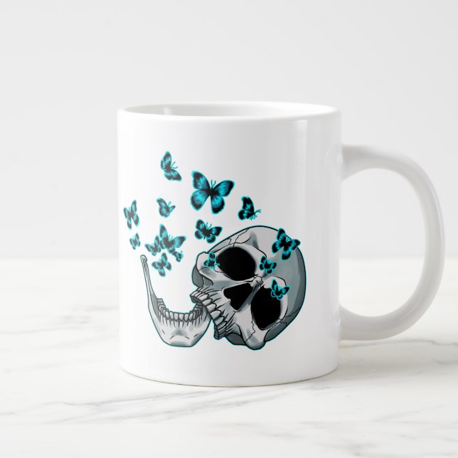 Tasse Crâne et Papillons Bleus (Droite)