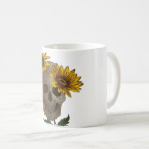 Tasse crâne et tournesols