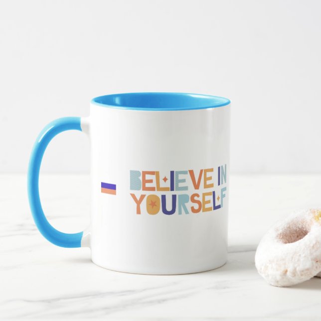 Tasse Croire en Soi – Visage Heureux Mignon  (Avec donut)