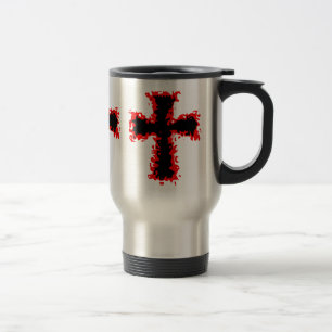 Tasse croisée rouge de goth punk frais et noire