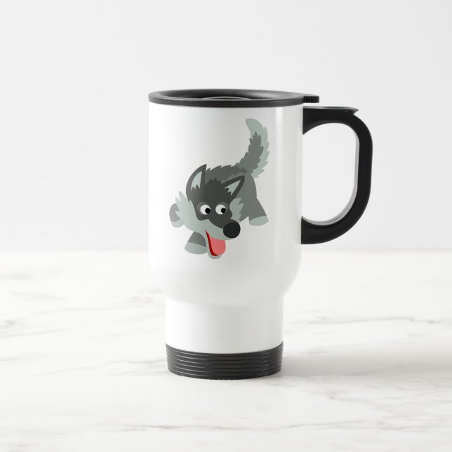 Tasse curieuse mignonne de banlieusard de loup de (Droite)