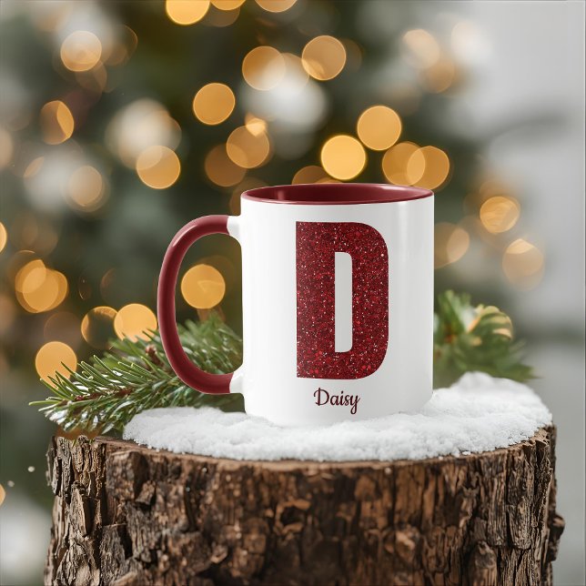 Tasse D Monogramme Pailleté Moderne avec Nom (Créateur téléchargé)