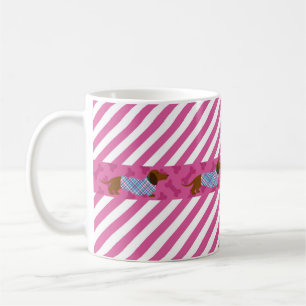Tasse Dachshund à rayure rose