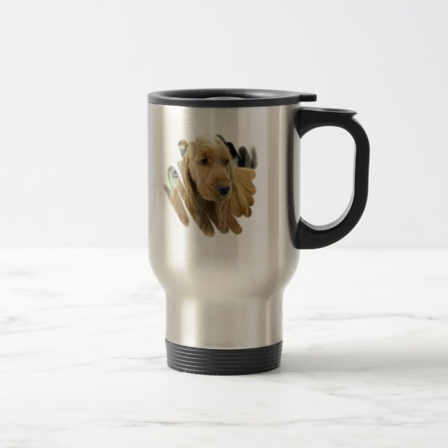Tasse d'acier inoxydable de chiot de cocker (Droit)