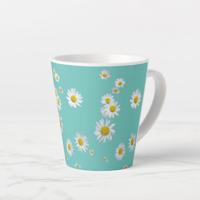 Tasse Daisy Flowers Cust. BC Turqoise Latte (Angle droit)