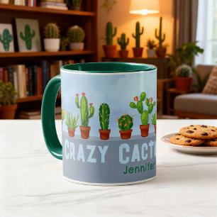 Tasse Dame Cactus Folle avec Nom Personnalisé