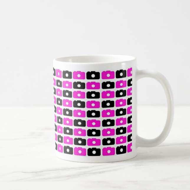 Tasse d'amour d'appareil-photo (noir et rose) (Droite)