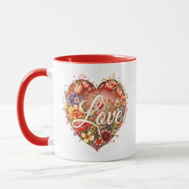 Tasse d'amour de cœur floral (Gauche)
