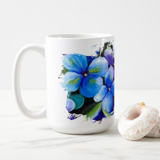 Tasse d'amour de fleur bleue L'amour est la répons (Avec donut)