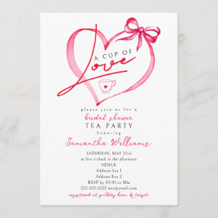 Tasse d'amour Invitation de mariage thé café avec