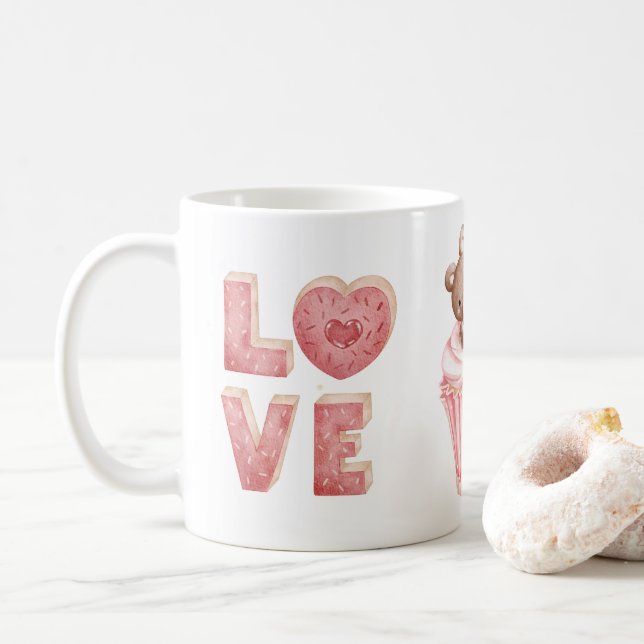 Tasse d'amour, mug cadeau de la Saint-Valentin  (Avec donut)