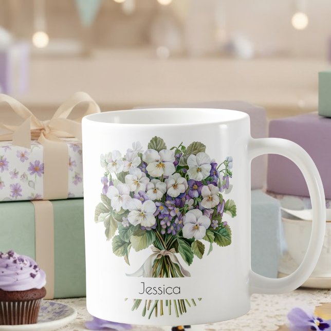 Tasse d'anniversaire de la fleur de naissance de f (Créateur téléchargé)