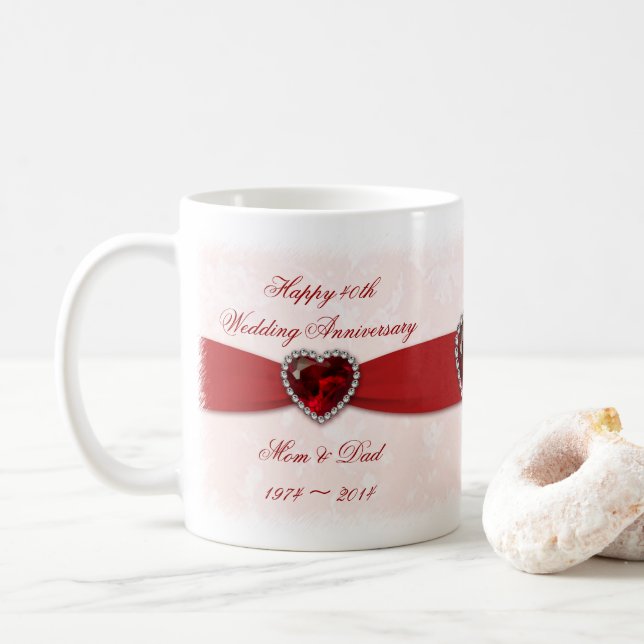 Tasse d'anniversaire de mariage de damassé (Avec donut)