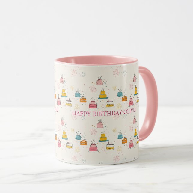 Tasse d'anniversaire personnalisée – Gâteaux flott (Devant droit)