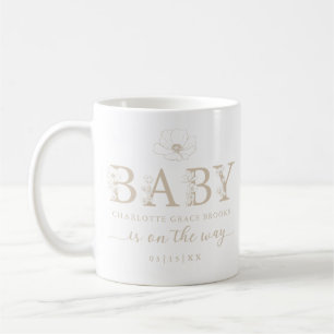 Tasse d'annonce de bébé Fleur sauvage Taupe