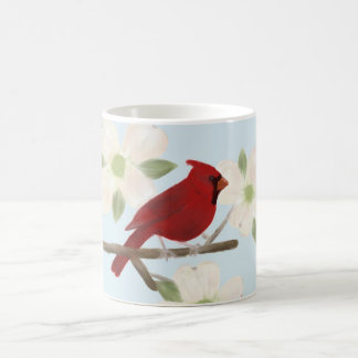 Tasse d'aquarelle de cardinal et de cornouiller
