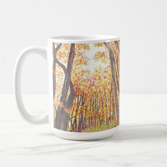 Tasse d'arbres d'automne d'aquarelle (Gauche)
