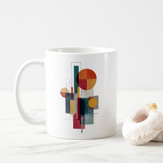 Tasse d'art abstrait géométrique Bauhaus coloré (Avec donut)
