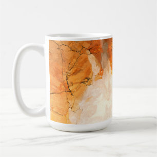 Tasse d'art abstrait orange sarcelle aquarelle