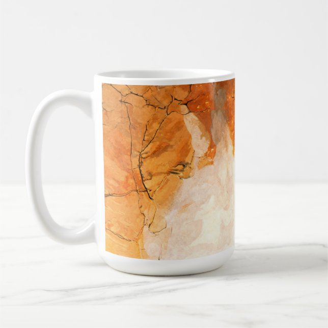 Tasse d'art abstrait orange sarcelle aquarelle (Gauche)