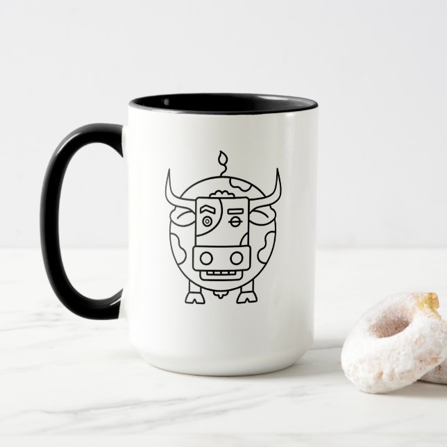 Tasse d'art abstrait Taureau sans gêne (Avec donut)
