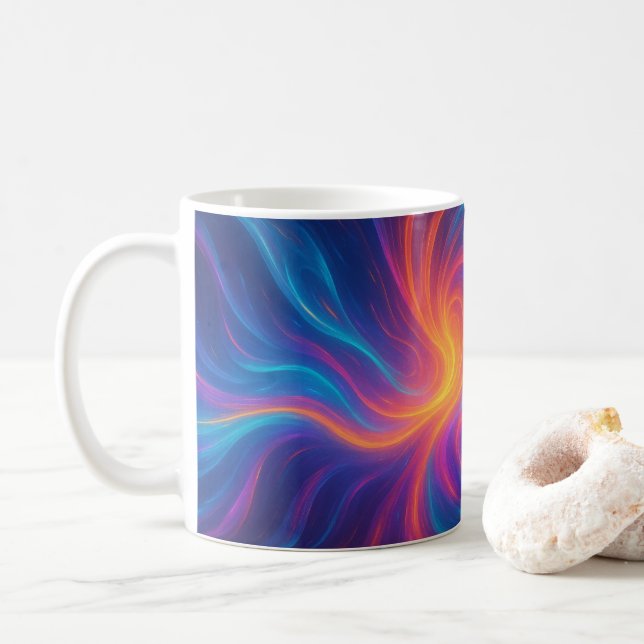 Tasse d'art abstrait tourbillon vibrant (Avec donut)