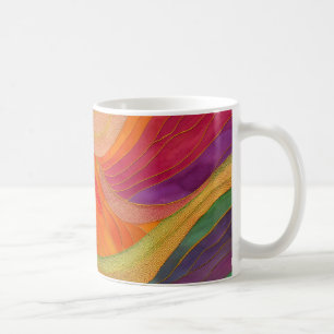 Tasse d'art Abstraite aux couleurs orange, verte, 