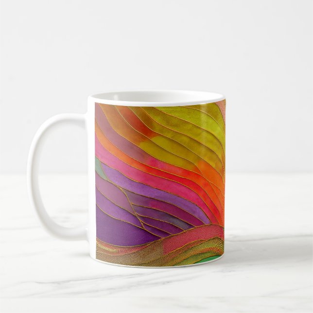 Tasse d'art Abstraite aux couleurs orange, verte,  (Gauche)