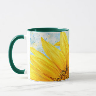 Tasse d'art aquarelle Tournesol - Vert